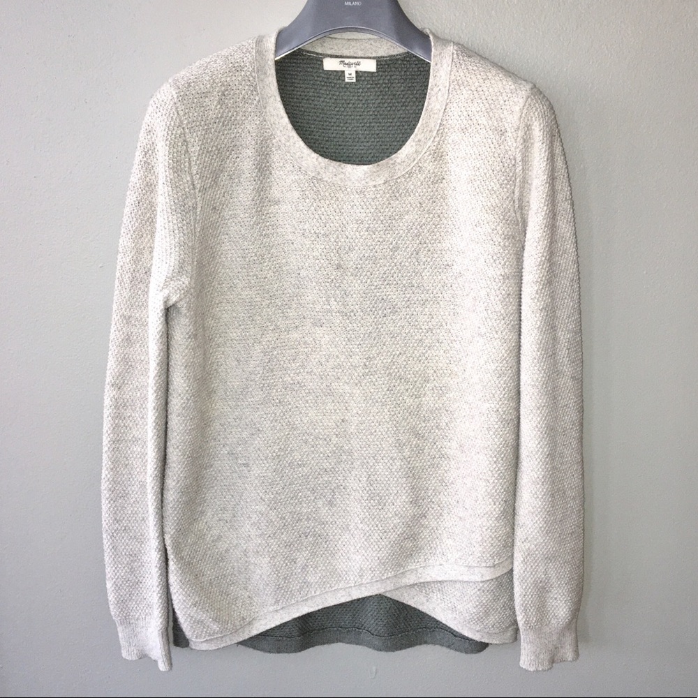 Madewell Color-block Woven Knit Sweater, Medium